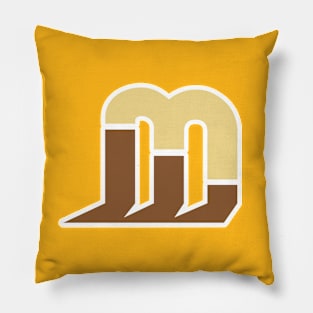 3D Letter M vector logo sticker design. Initial letter M logotype company name sticker design. Pillow