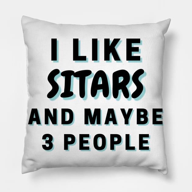 I Like Sitars And Maybe 3 People Pillow by Word Minimalism