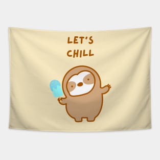 Let’s Chill Summer Blue Popsicle Sloth Tapestry