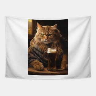 Funny Cat Beer Tapestry