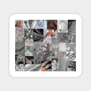 silver aesthetic collage Magnet