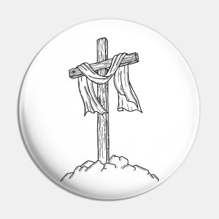 Wooden cross on a hill Pin