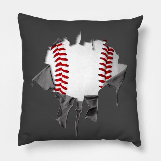 Shredded, Ripped and Torn Baseball Pillow by eBrushDesign