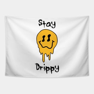 'Stay Drippy' Orange smiley face Tapestry