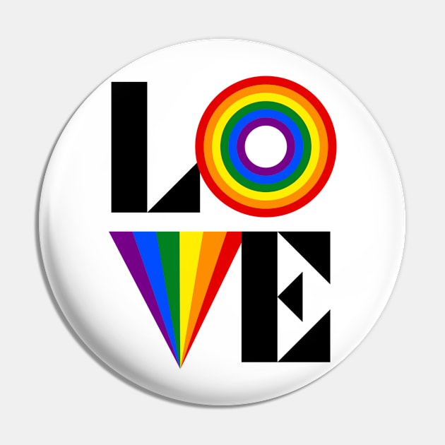 Retro LOVE LGBTQIA Rainbow Flag Pin by PUFFYP