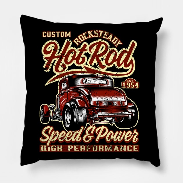 Custom Rocksteady Red Hot Rod Pillow by RockabillyM