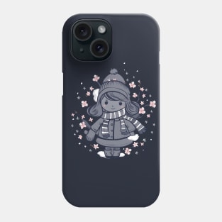 Shy Girl in Sakura Flowers Phone Case