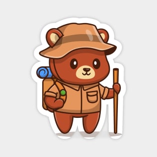Cute Bear Hiking Magnet
