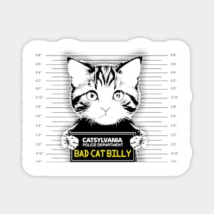 criminal cat mugshot kitty lover themed graphic design by ironpalette Magnet