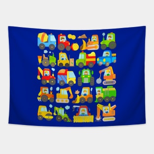 20 Tractors and Excavators for Kids Tapestry