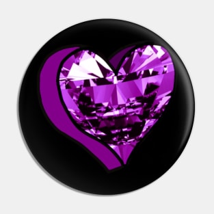 Purple Diamond Love Heart Pin