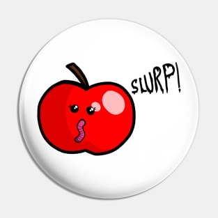 Sweet energy apple with worm Pin