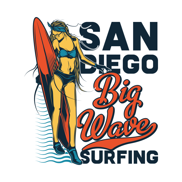 San Diego Big Wave Surfing Summer Feelings Gift Tee Kiten by gdimido