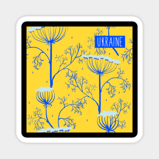 ornament of dill plants in the colors of the Ukrainian national flag. Magnet