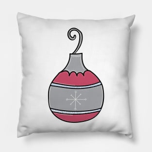 Whimsical Holiday Ball Ornament Illustration Pillow