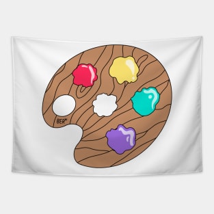 Sapphic Pride Paint Pallet Tapestry