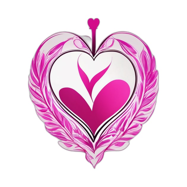 Vivid Pink Feathered Heart Design No. 703 by cornelliusy