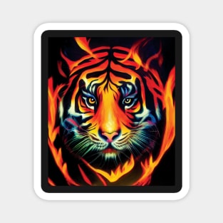 Powerful Tiger in Flames Magnet