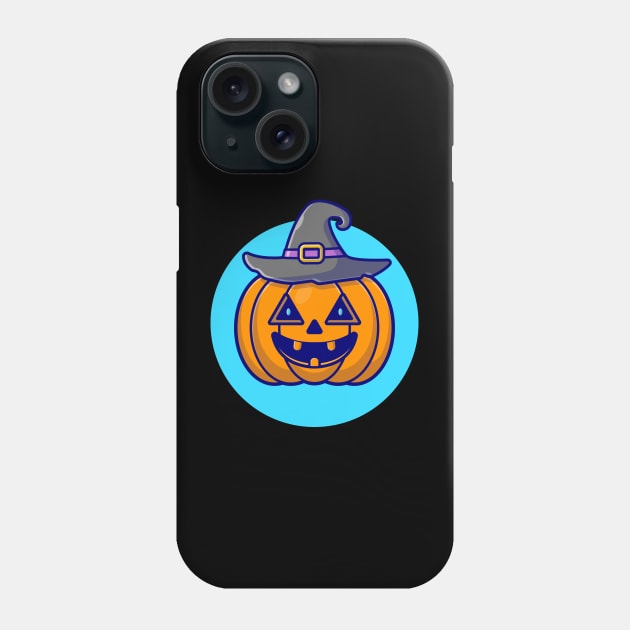 Cute Witch Pumpkin Halloween Cartoon Vector Icon Illustration Phone Case by Catalyst Labs