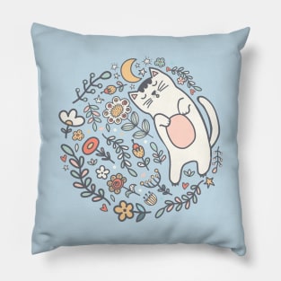 A Seriously Sleepy Kitty Cat Snoozing Under The Stars Pillow