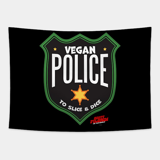 Vegan Police Badge To Slice and Dice Tapestry by Swagazon