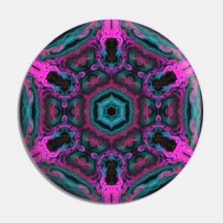 Psychedelic Hippie Flower Pink Black and Teal Pin