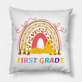 first grade leopard rainbow Team Pillow