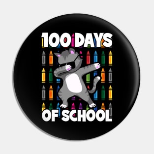 100th Day of School Teacher Dabbing Cat Students Pin