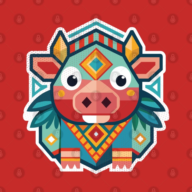 Geometric Cute Pig by Vintagety