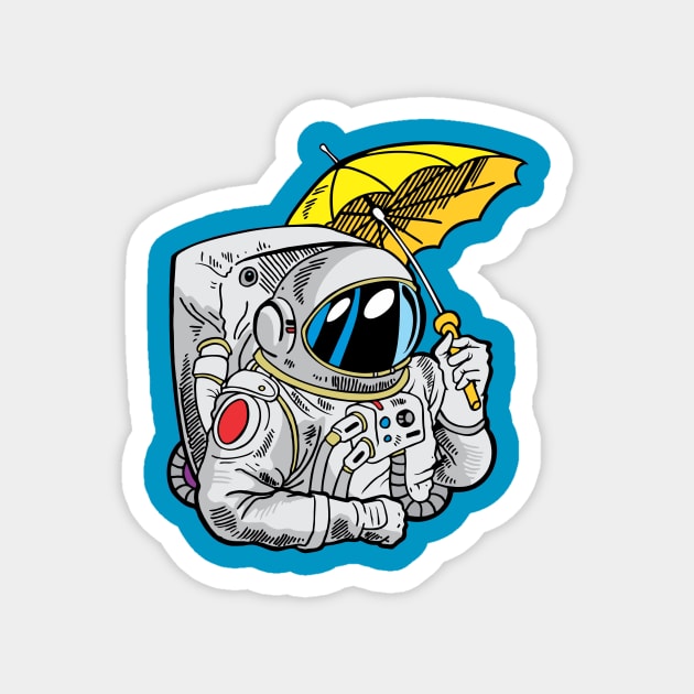 Astronauts Use An Umbrella illustration Magnet by Artmoo