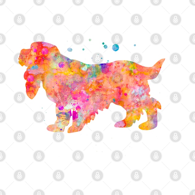 Colorful Cocker Spaniel Watercolor Painting by Miao Miao Design