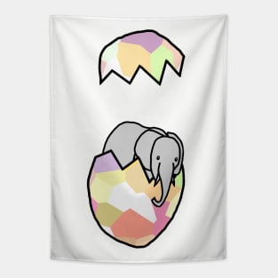 Cute Elephant Popping Out of Funny Easter Egg Tapestry