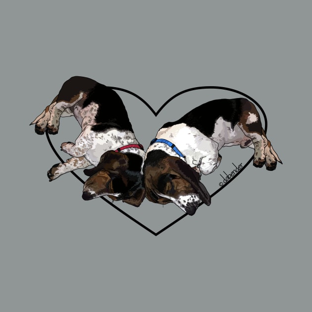 Sleeping Basset Hounds by avondalealley