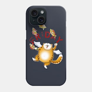 Friday Happy Angel Cat With Fish Meal Phone Case