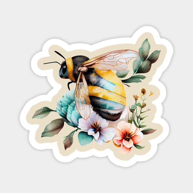 Floral Bee Watercolor 5.0 Magnet by CreativeDesignsx