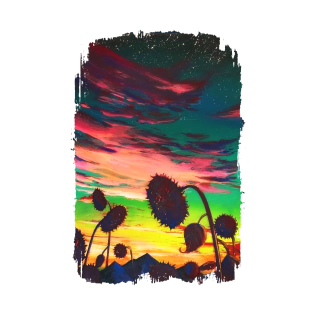 Sunflower Sunset Original Painting by Iceuh1