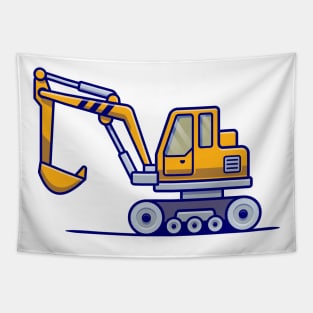 Tractor Vehicle Cartoon Illustration Tapestry