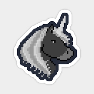 Pixel Black Unicorn with Grey Mane Magnet