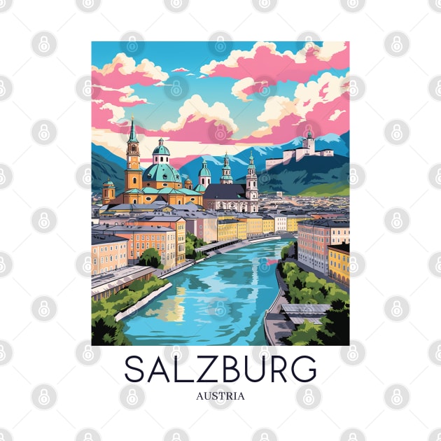 A Pop Art Travel Print of Salzburg - Austria by Studio Red Koala