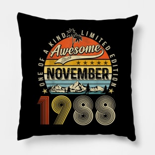 Awesome Since November 1988 Vintage 35th Birthday Pillow