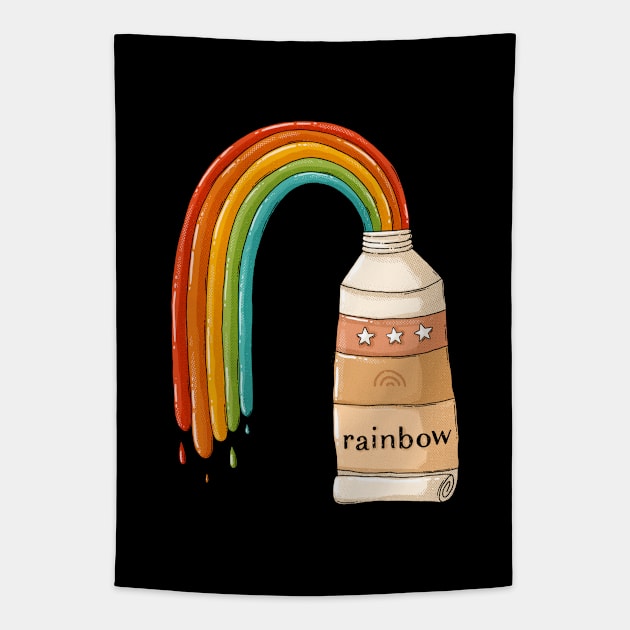 Rainbow paint tube Tapestry by Tania Tania