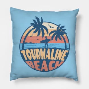 Vintage Surfing Tourmaline Beach, California // Retro Summer Vibes // Grunge Surfer Sunset Pillow