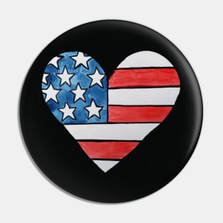 American Flag Heart Pin