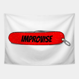 Improvise Red Army Pocket Knife Fun Tool Cut Blade Elements for People who Explore and Extend known Borders of Confort Zone. Improvise it and solve Challenges. Tapestry