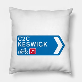 NCN 71 Keswick Sign UK Cumbria - Coast to Coast (C2C) Pillow