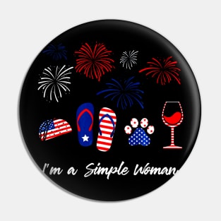 Taco Flip Flop Paw Wine USA FLag 4th of July Pin