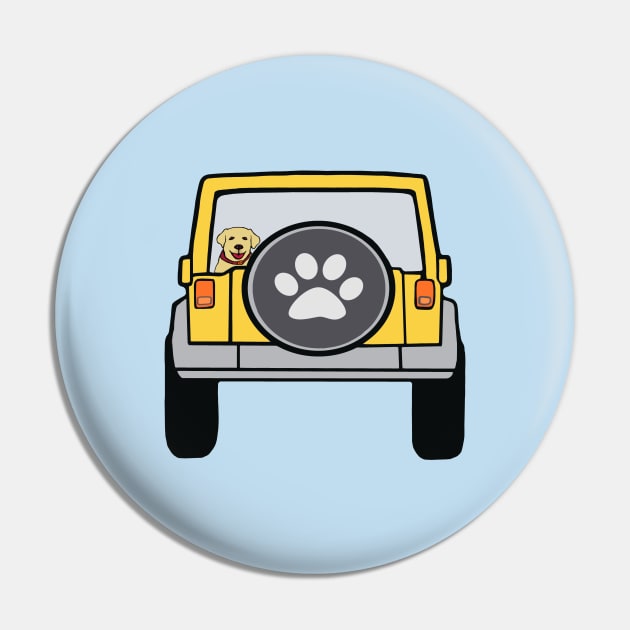 Dog in Yellow Jeep Pin by Trent Tides