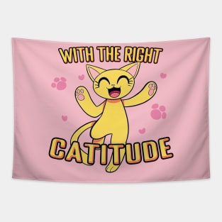 Cartoon Cat - With the Right Catitude Tapestry