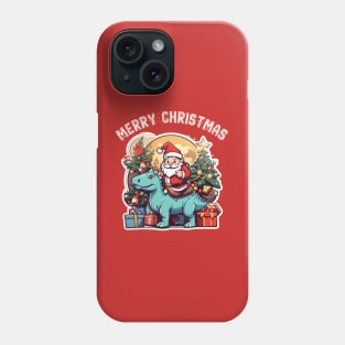 Santa clous riding a dinosaur Phone Case