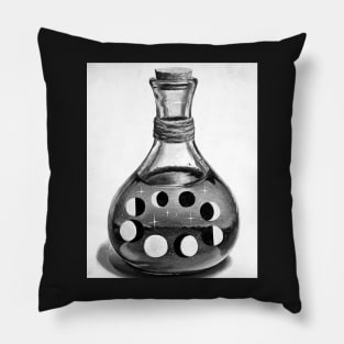 Gaia mother earth black and white bottle - moon phases Pillow